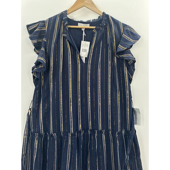 Adelyn Rae Boho Chic Nina Cotton Midi Dress Navy Blue Xlarge Classic With Pocket - Picture 4 of 12